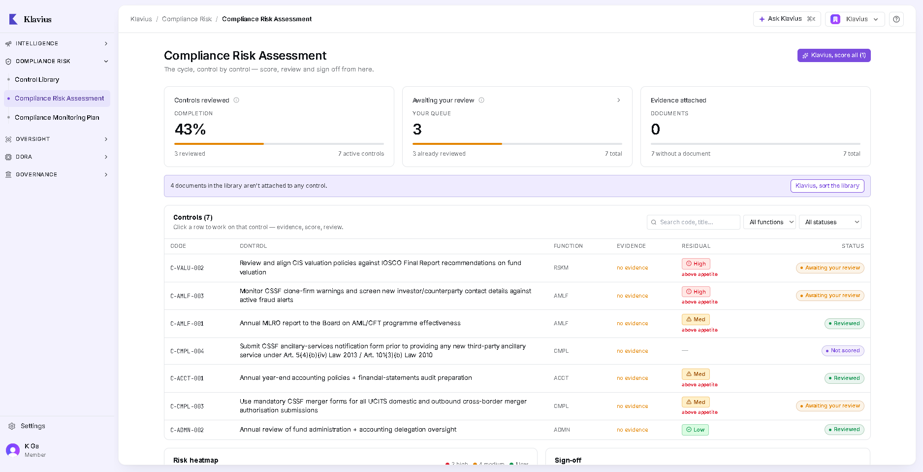Klavius — Compliance Risk Assessment